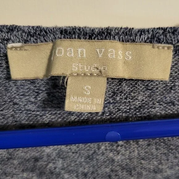 JOAN VASS OVERSIZED HEATHERED BLUE KNIT TOP SZ S - Picture 5 of 6